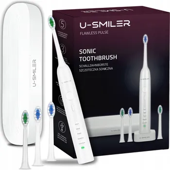 Elektrický zubní kartáček Elektrický Sonický Zubní Kartáček U-SMILER IPX8 Pouzdro 4 Hlavice Pro