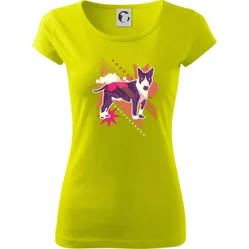 Pes abstrakce fialový - Dámské triko Pure - XS ( Limetková )