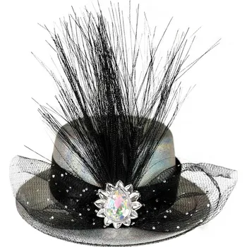 Karnevalový kostým _Ostatní 1_ KARNEVAL Klobouk mini stříbrný s ozdobou *KARNEVALOVÝ DOPLNĚK* 250086