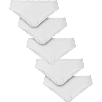 Kalhotky Urban Classics Dámské bavlněné brazilky s krajkou – 5 kusů Barva: Bílá, Velikost: XL