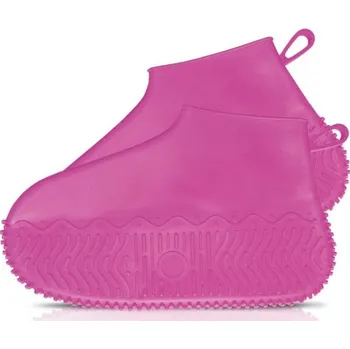 Cyklistické návleky Voděodolné návleky na tenisky silikonové elastické Raincover for Sneakers růžové S