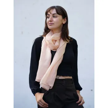 Šála Hedvábná šála jednobarevná pudrově růžová