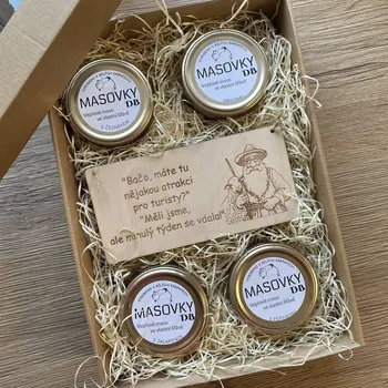 Kosmetická sada Mňamózní dárková sada se 4 masovkami a vtipnou cedulkou pro muže - 2 varianty Varianta: Motiv 2