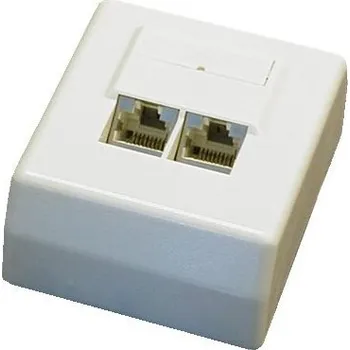 Elektrická zásuvka DATACOM Datová zásuvka STP CAT5E 2xRJ45 na omítku 45st. bílá