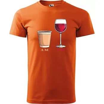 Sablio Tričko s potiskem AM vs. PM - oranžové 5XL