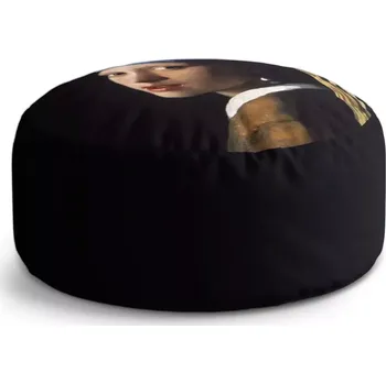 Taburet Sablio Taburet Circle Dívka s perlou - Johannes Vermeer: 38x48 cm