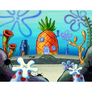 MALOVÁNÍ PODLE ČÍSEL Obrázek k vymalování SpongeBob - Ananasový dům 50x40 cm