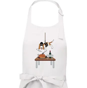 Kuchyňská zástěra Malý zloděj - baset (Hana-creative) - Pánská zástěra na vaření - Univerzální velikost ( Bílá )