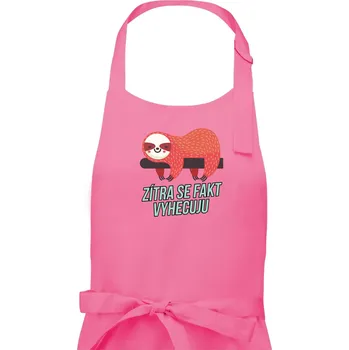 Kuchyňská zástěra Zítra se fakt vyhecuju - Pánská zástěra na vaření - Univerzální velikost ( Růžová )