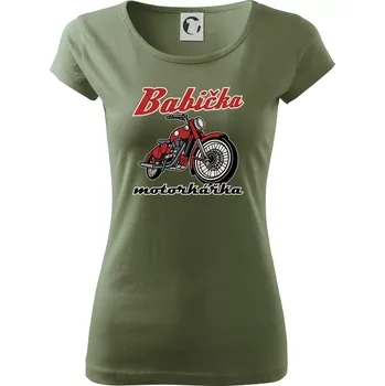 Dámské tričko Babička motorkářka - Dámské triko Pure - XS ( Khaki )