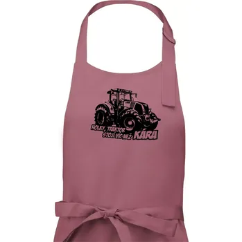 Kuchyňská zástěra Holky, traktor stojí víc než kára - Dámská zástěra na vaření - Univerzální velikost ( Starorůžová )