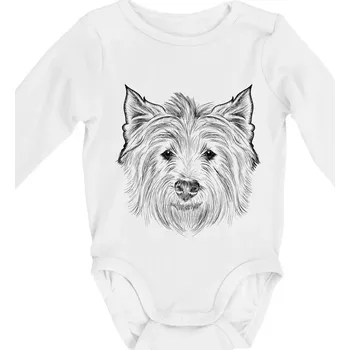 Kojenecký body Teriér kresba - Body kojenecké s dlouhým rukávem - Dlouhý r. do 3 měs ( Bílá )