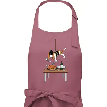Kuchyňská zástěra Malý zloděj - baset (Hana-creative) - Dámská zástěra na vaření - Univerzální velikost ( Starorůžová )