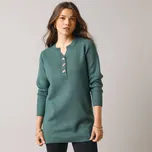 Tunikový pulovr s tuniským výstřihem tmavá zelená 50