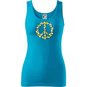 Dámské tričko Peace symbol kopretiny - Dámské tílko - XS ( Světlý tyrkys )