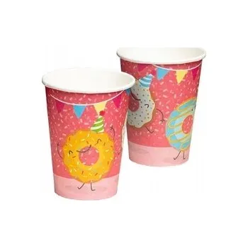 Party nádobí SUPER 1 Kelímky Donut Barevný pupen 50307 8ks 210ml
