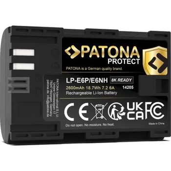 PATONA baterie pro foto Canon LP-E6P/LP-E6NH 2600mAh 6A Li-Ion Protect EOS R5 Mark II 8K