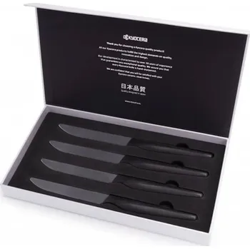 Kuchyňský nůž Kyocera Sada steakových nožů, 4 ks, černá rukojeť, černá čepel