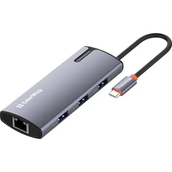 USB hub COLORWAY 6v1 USB hub/ 1x USB-C/ 1x RJ45/ 4x USB-A