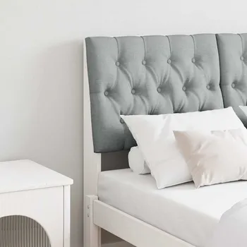 Postel Čalouněné čelo postele Světle šedá 120 cm Masivní borové dřevo