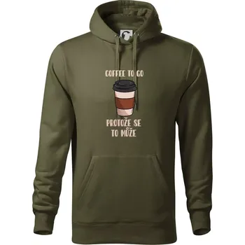 Pánská mikina Coffe to go - protože se to může (Radek Pilař ART) - Mikina pánská Cape s kapucí - 5XL ( Military )