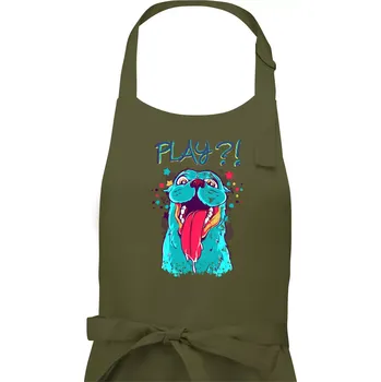Kuchyňská zástěra Pes - Play?! - Pánská zástěra na vaření - Univerzální velikost ( Khaki )