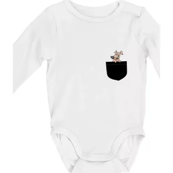 Pes v kapse - Body kojenecké s dlouhým rukávem - Dlouhý r. do 3 měs ( Bílá )