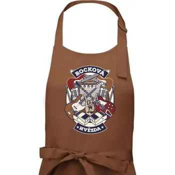 Kuchyňská zástěra Rocková hvězda - Pánská zástěra na vaření - Univerzální velikost ( Kakaová )