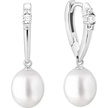 Náušnice Gaura Pearls Stříbrné náušnice s bílou perlou Elenia - stříbro 925/1000 SK25484EL/W Stříbrná Bílá