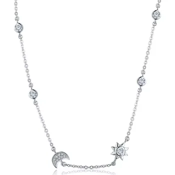 Náhrdelník For Silver Stříbrný náhrdelník s hvězdou, měsícem a kulatými zirkony - Stříbro 925
