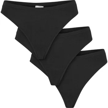 Kalhotky Urban Classics Dámská žebrovaná tanga – 3 kusy Barva: Černá, Velikost: S