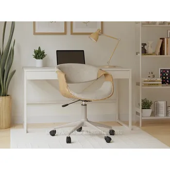 Designová otočná židle ENIGER - béžová / dub