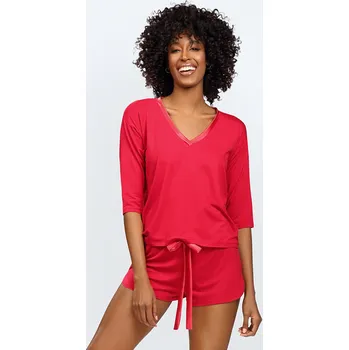 Dámská erotická košilka Komplet Dkaren Edith Barva: Červená, Velikost: M