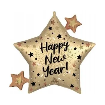 Balónek Fóliový balónek SuperShape Satin NYE Natural Sparkle Star