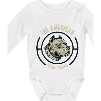 Kojenecký body Americký pitbull terier hlava - Body kojenecké s dlouhým rukávem - Dlouhý r. do 3 měs ( Bílá )