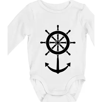 Kojenecký body Kormidlo úsměv - Body kojenecké s dlouhým rukávem - Dlouhý r. do 3 měs ( Bílá )