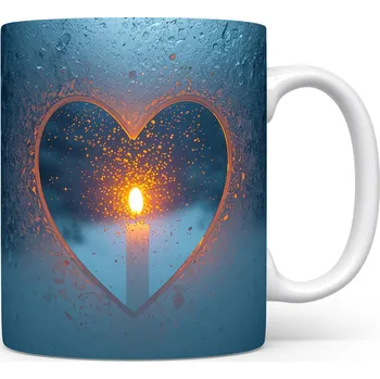 Svíčka Hrnek s vánočním motivem – svítící svíčka v srdci