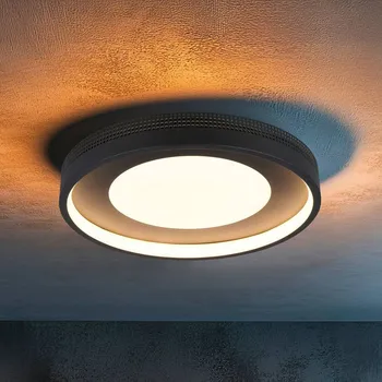 Trio Lighting LED stropní svítidlo Solea, matná černá, Ø 40 cm, plast černá matná LED 36 W celkem - Doprava zdarma