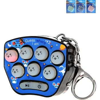 Cestovní hra _Ostatní 1_ Klíčenka hra křeček přívěsek na klíče na baterie 2v1 Světlo Zvuk 3 barvy 621367