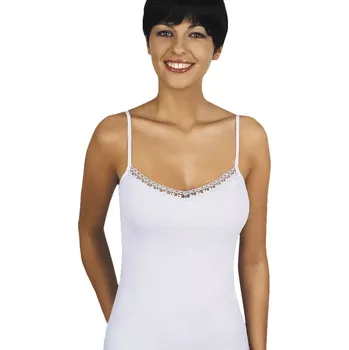 Dámská košilka na úzká ramínka s krajkou Blanca Emili Barva/Velikost: bílá / L/XL