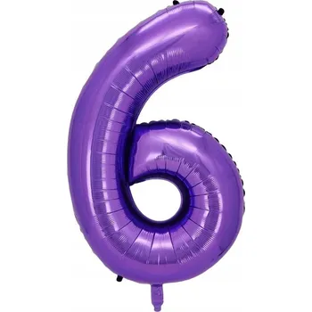 Balónek FIALOVÝ Fóliový Balón 100cm NAROZENINY FIALOVÁ ČÍSLICE 6