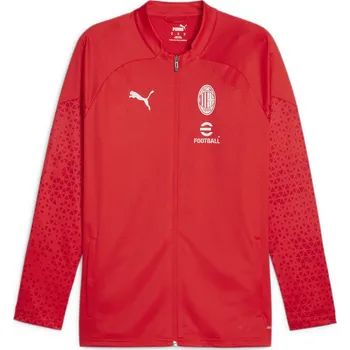 Pánský svetr PUMA Fotbalová tréninková bunda AC Milán PUMA For All Time Red Feather Gray XL ČERVENÁ|ŠEDÁ