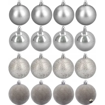 Vánoční dekorace Bombki choinkowe 16 sztuk 5 cm szare nerozbitné ozdoby na vánoční stromeček