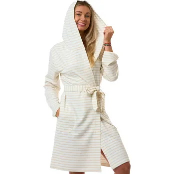 Dámský župan Dámský župan s kapucí, termo bavlna, smetanový, béžové pruhy 1TB0112 béžová l