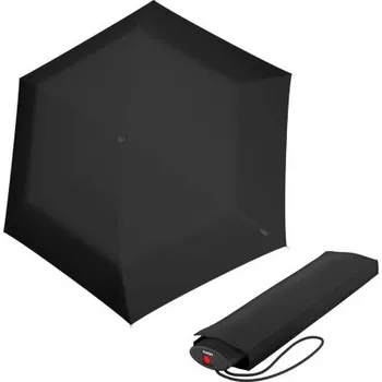 Deštník Knirps KNIRPS AS.050 SLIM SMALL BLACK - lehký dámský skládací plochý deštník