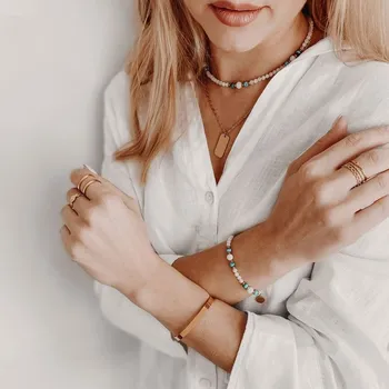 Náhrdelník Inspirace 144 - Dámský set šperků Eloisa – měsíční kámen, tyrkys LOOK144