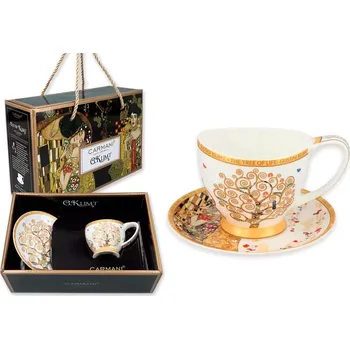 Carmani® Šálek s podšálkem 100 ml na espresso Vanessa Gustav Klimt "Strom života" světlá verze