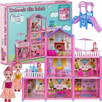 Doplněk pro panenku Domeček pro panenky Vila Velký 129 dílů 2 Panenky Nábytek 3 Patra Dárek k Vánocům
