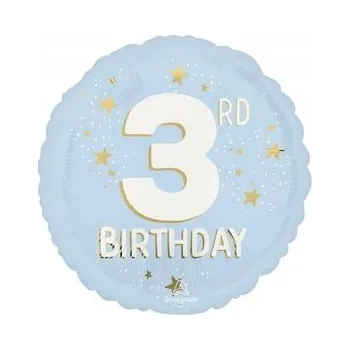 Balónek Fóliový balónek Amscan číslo 3, 18 palců, modrý
