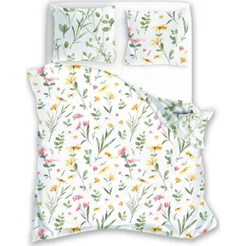 Povlečení Bavlněné saténové povlečení Milagro Verde 002 220x200 cm + 2x 70x80 cm bílé/vícebarevné